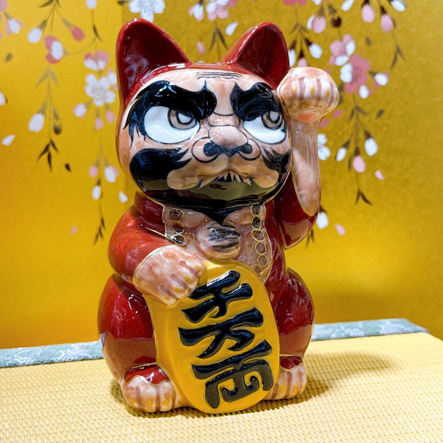 日本清水烧招财猫 仫绘 达摩大师