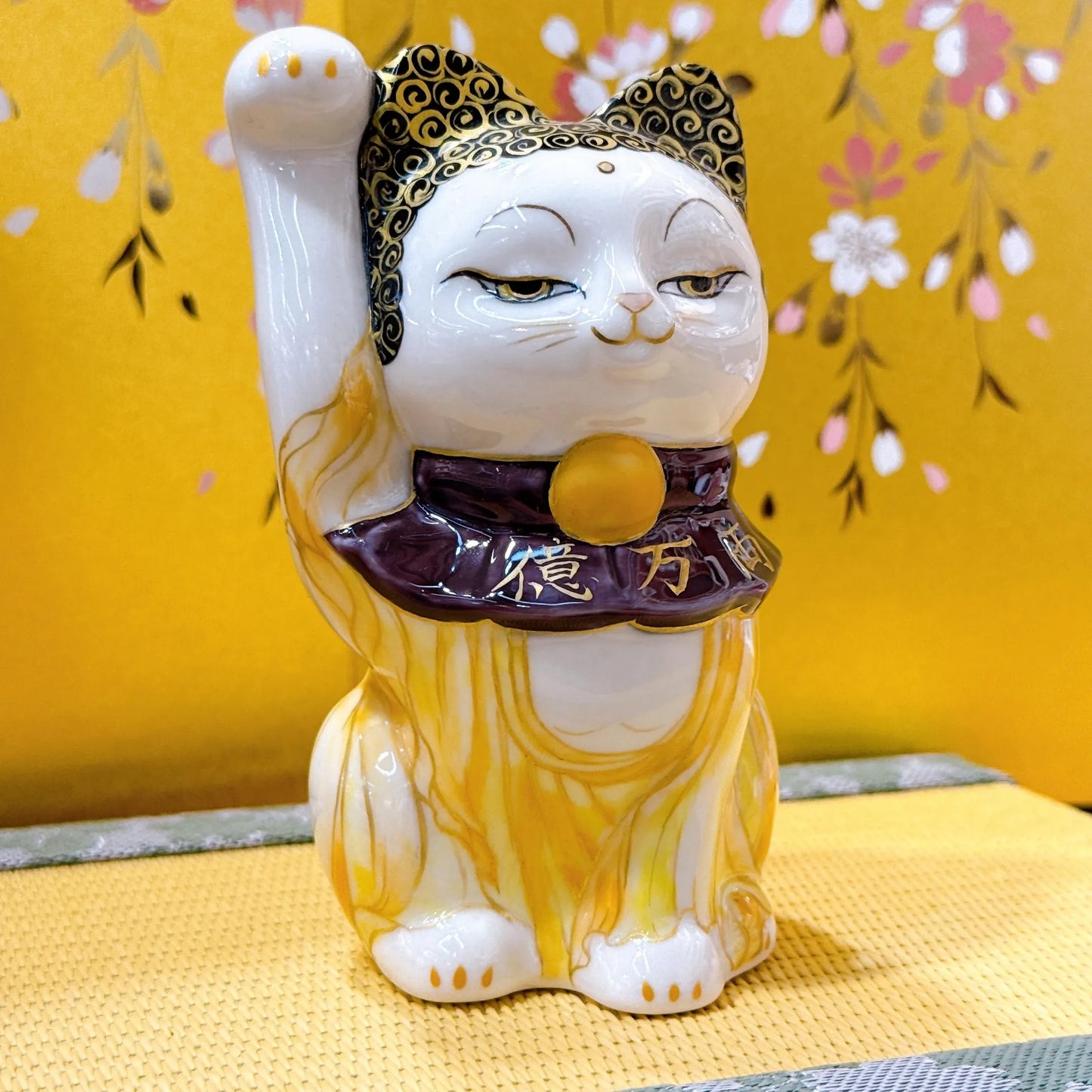 日本清水燒招財貓 色繪 佛陀