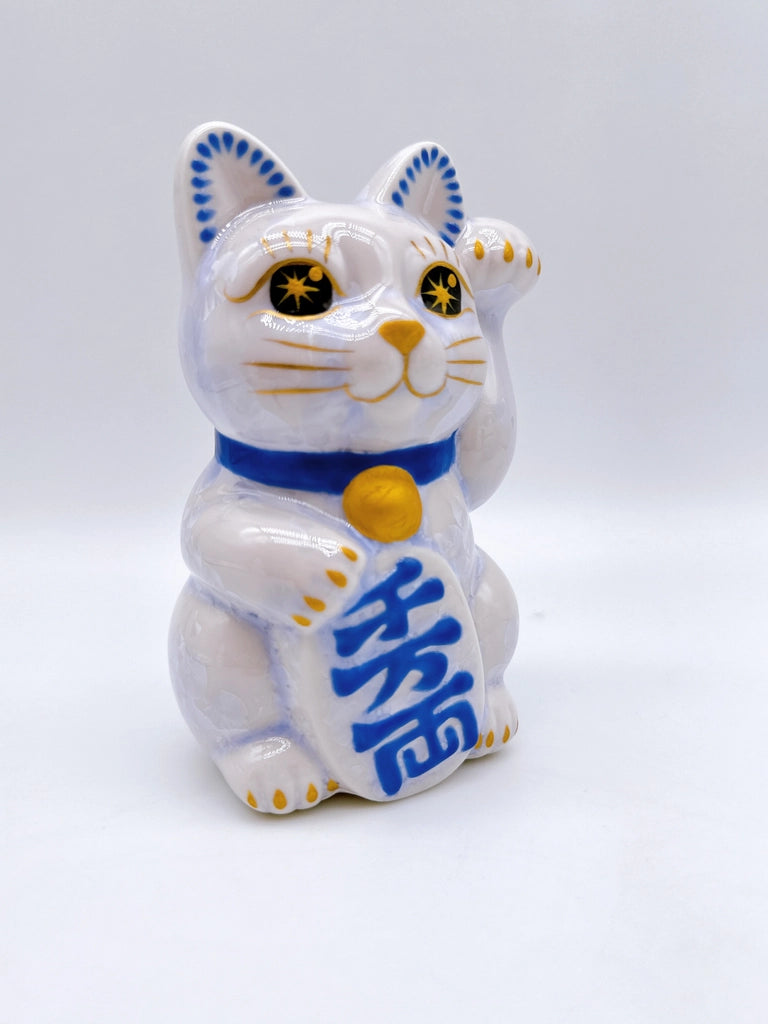 日本清水烧招财猫 花结晶 藤 千万两 左