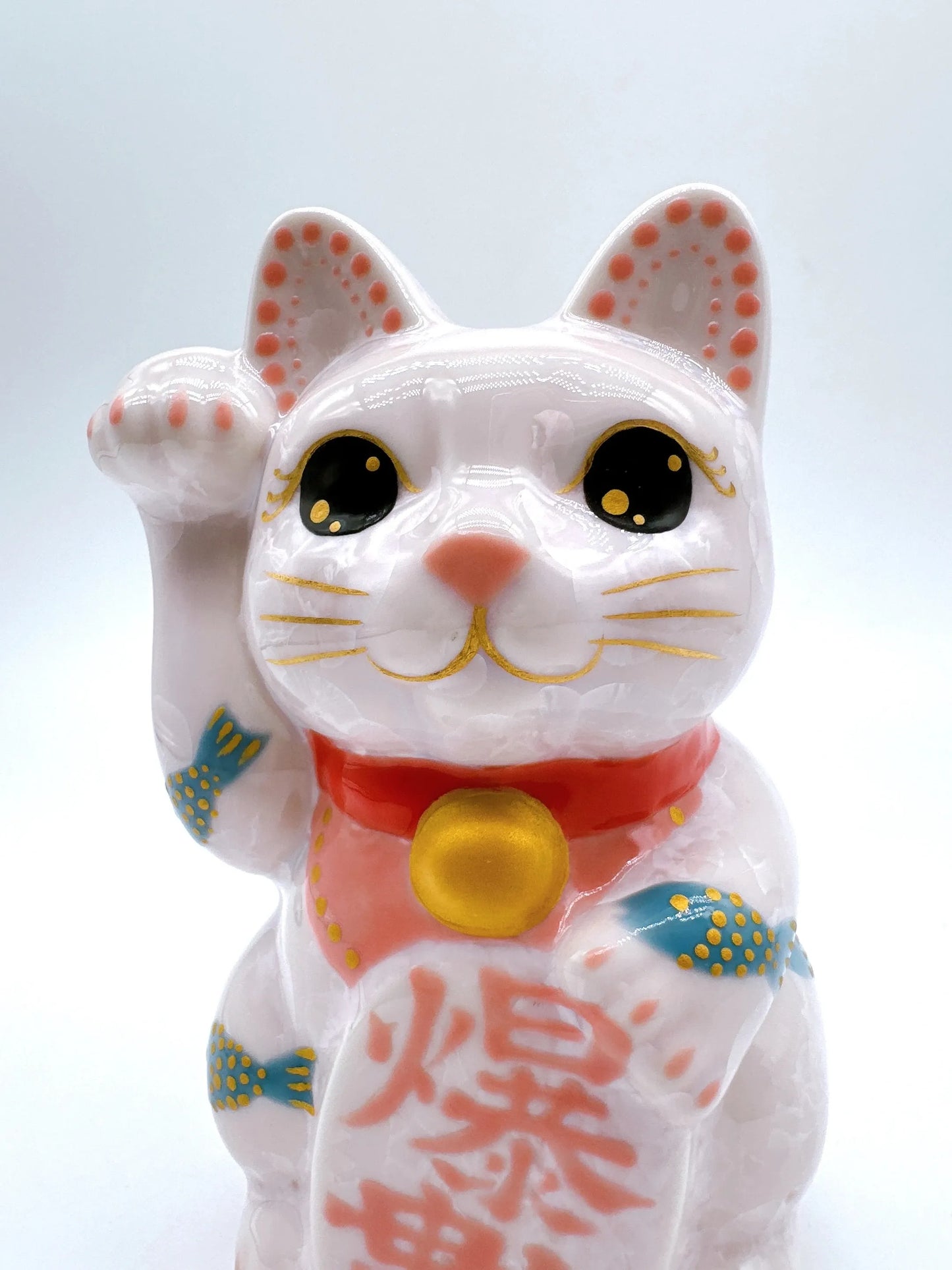 日本清水燒招財貓 花結晶 桃 体鯉 爆數 右