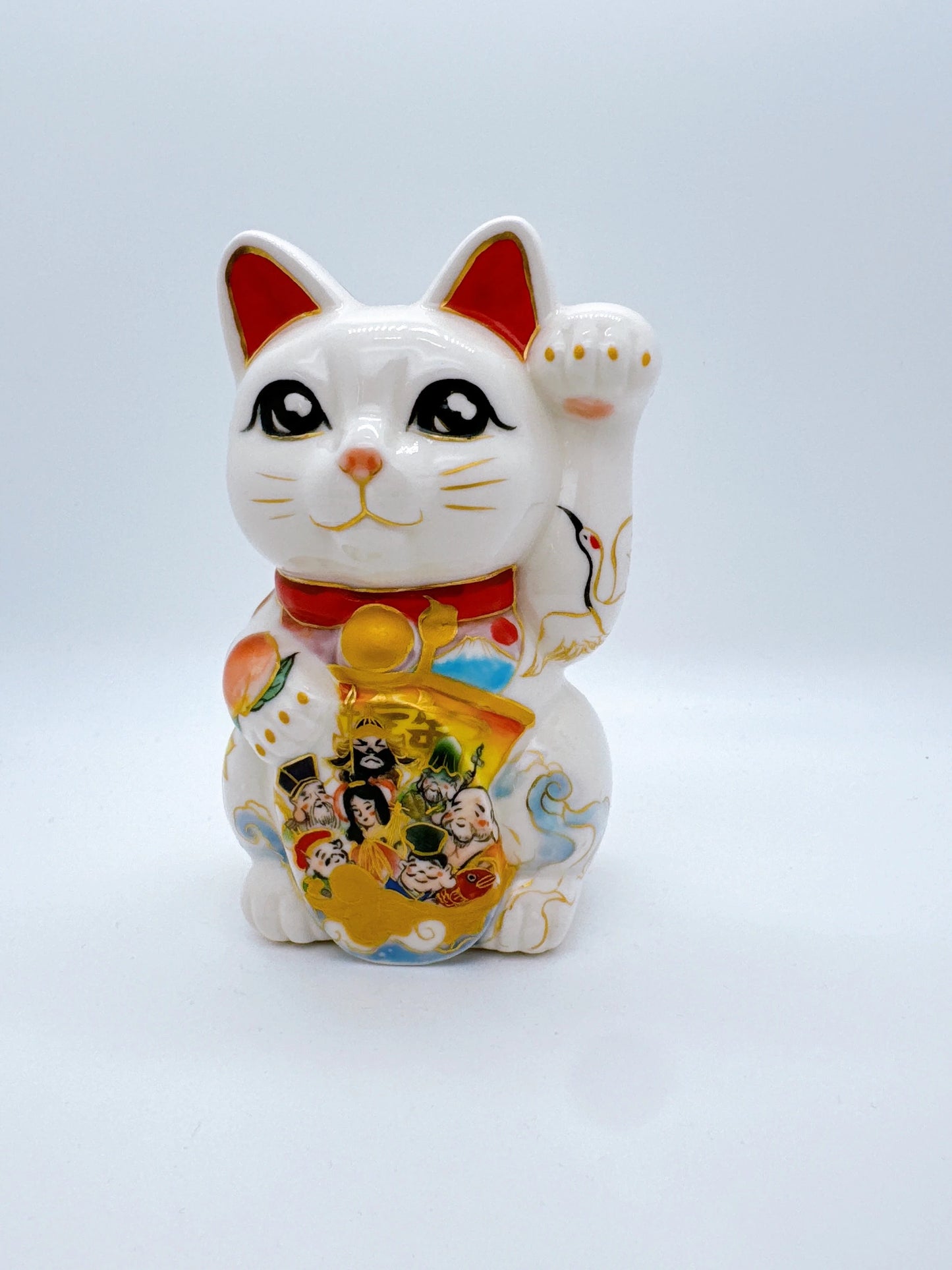 日本清水燒招財貓 白地 七福神