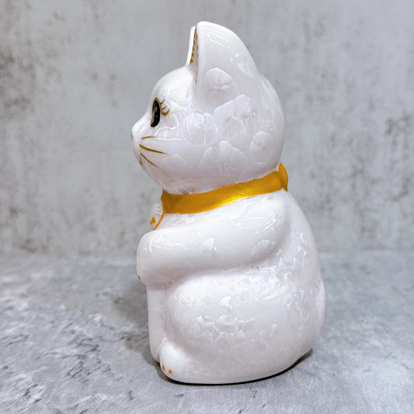日本清水燒招財貓 花結晶 桃 金運 右 特小