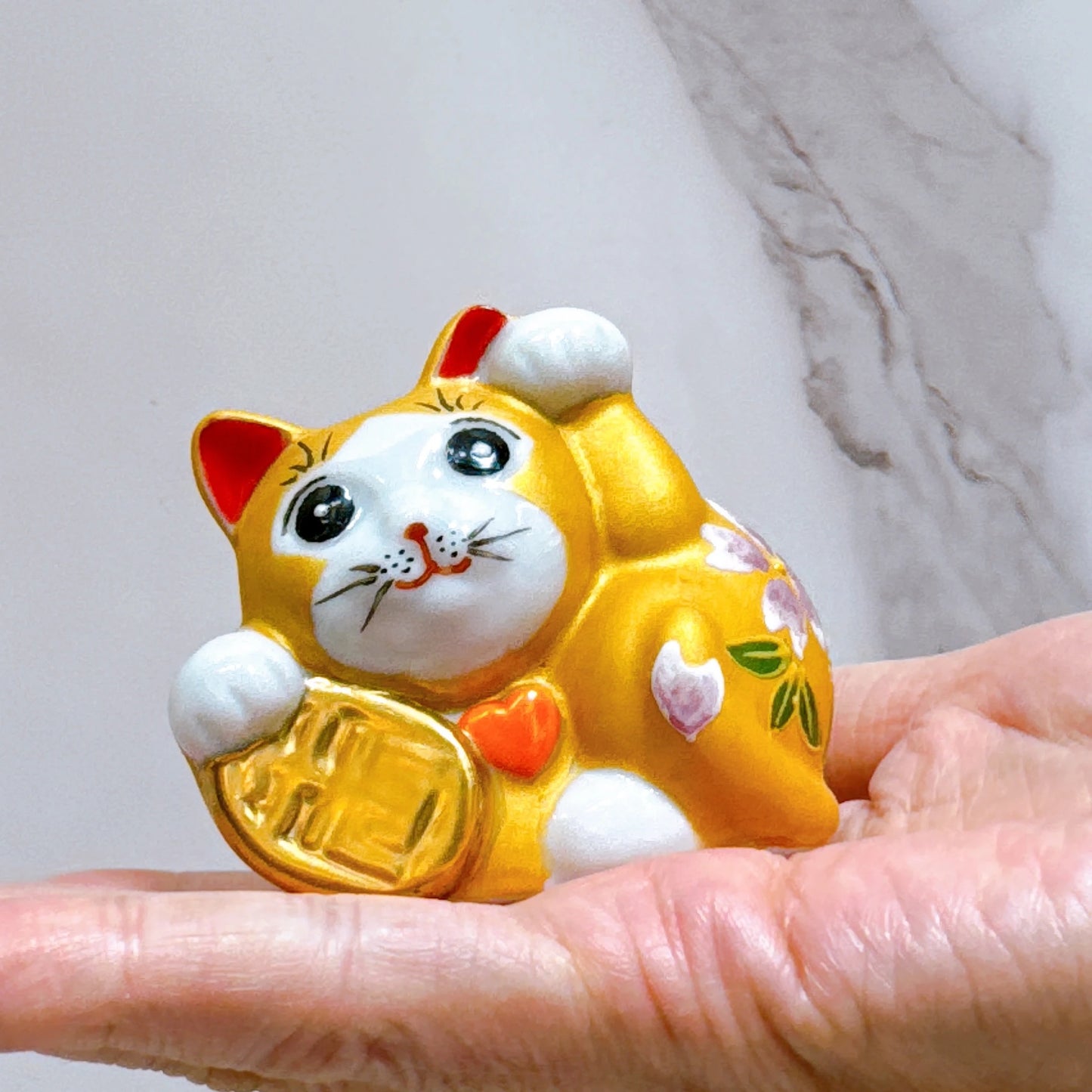 日本九谷燒招財貓 雲金桜盛