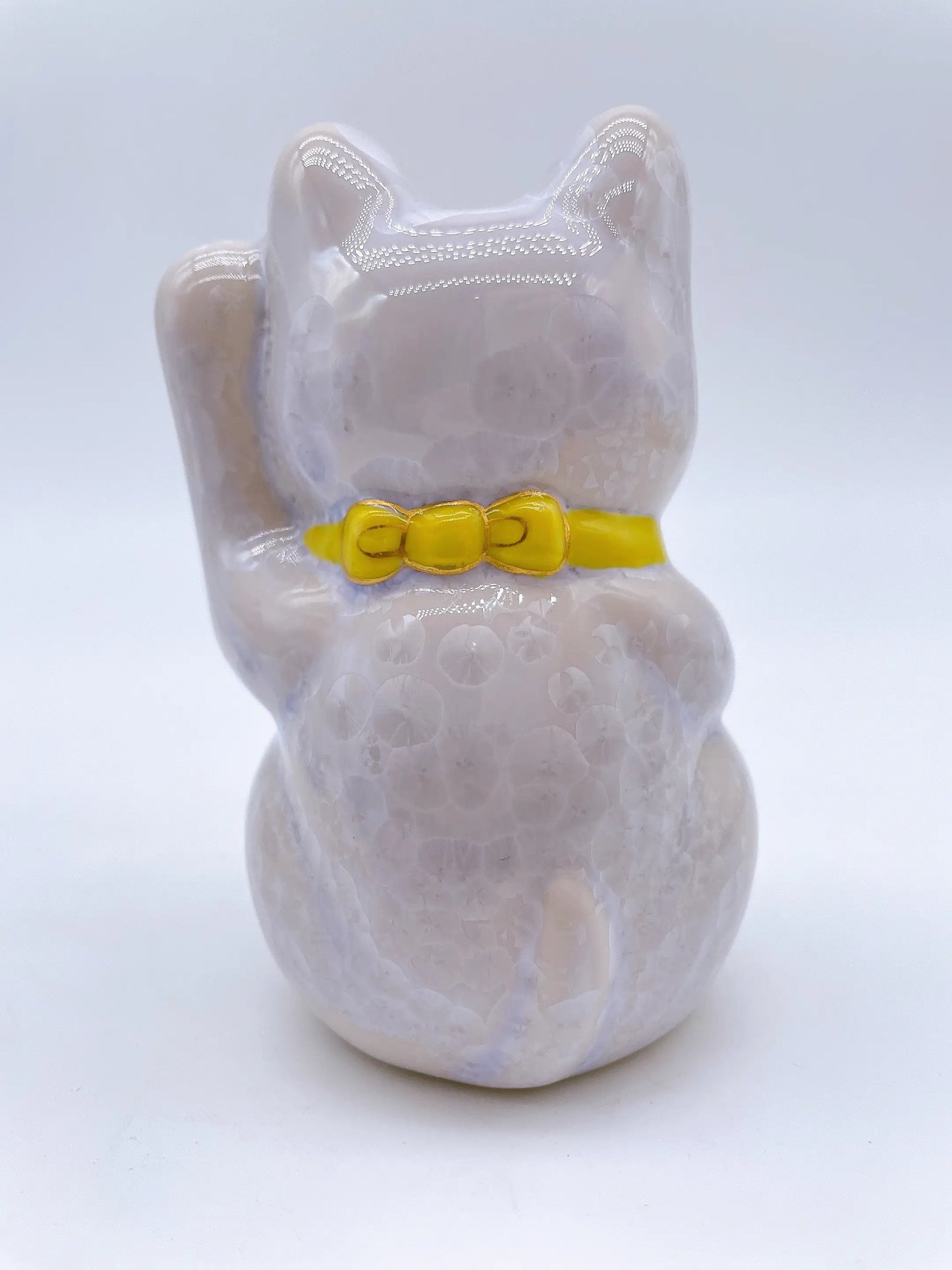日本清水烧招财猫 花结晶 藤 亿万两