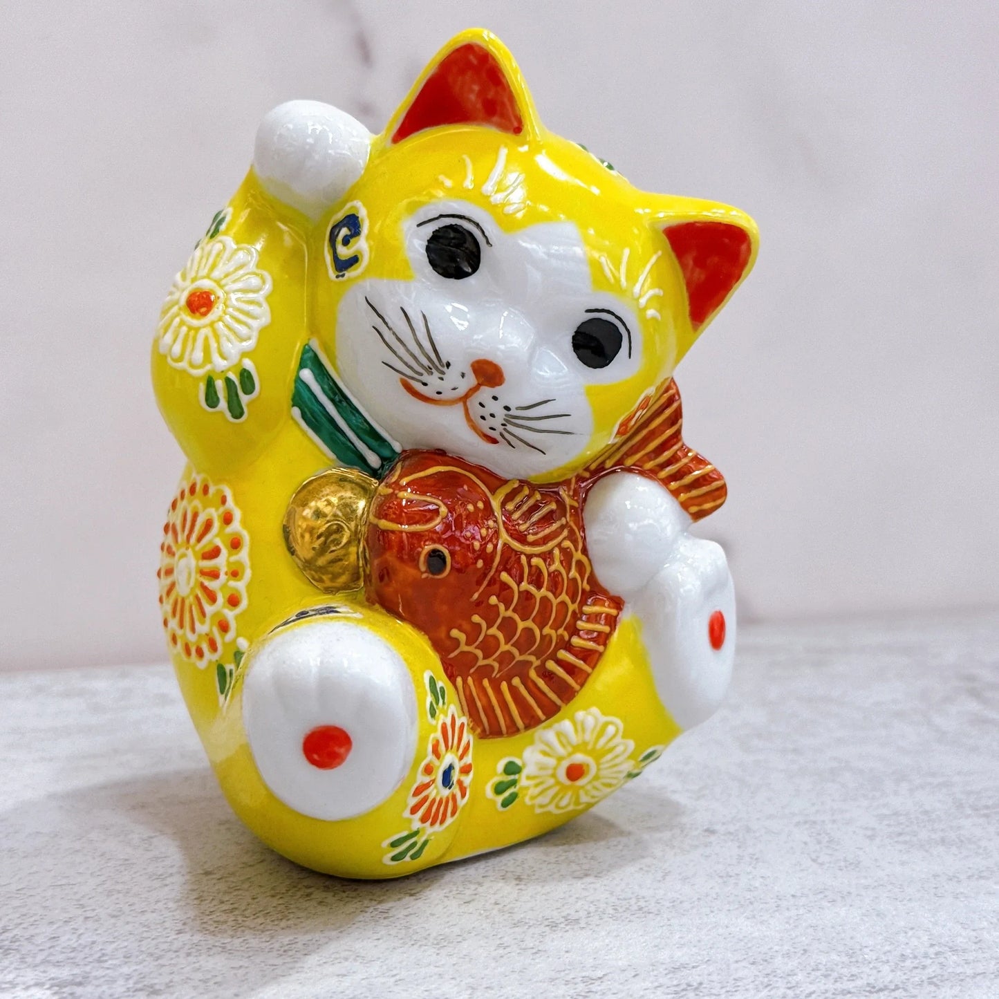 日本九谷烧招财猫黄樱鲤