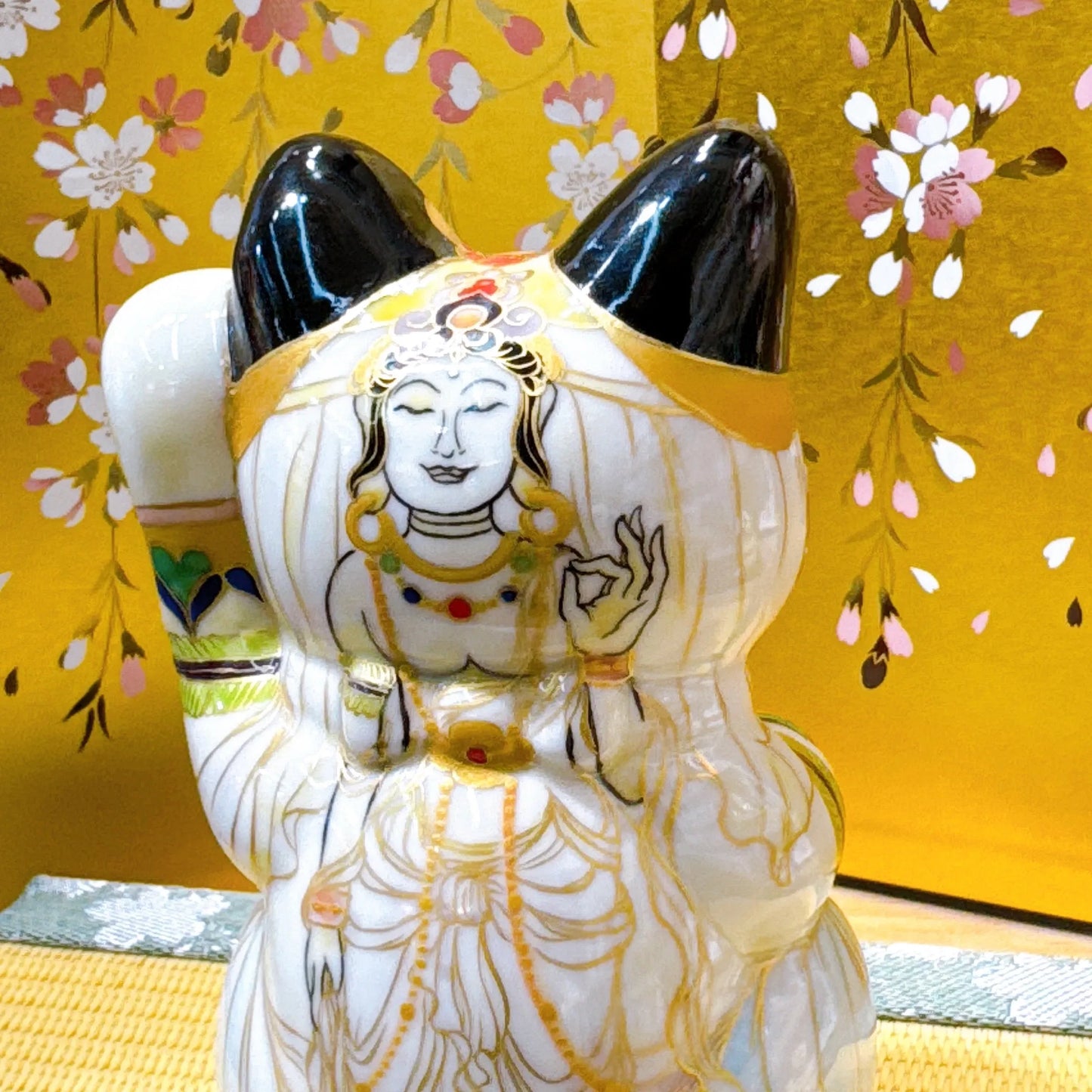 日本清水烧招财猫 仫绘 观音