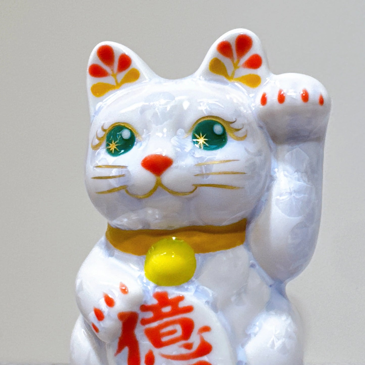 日本清水燒招財貓 花結晶 藤 億万両 左 特小