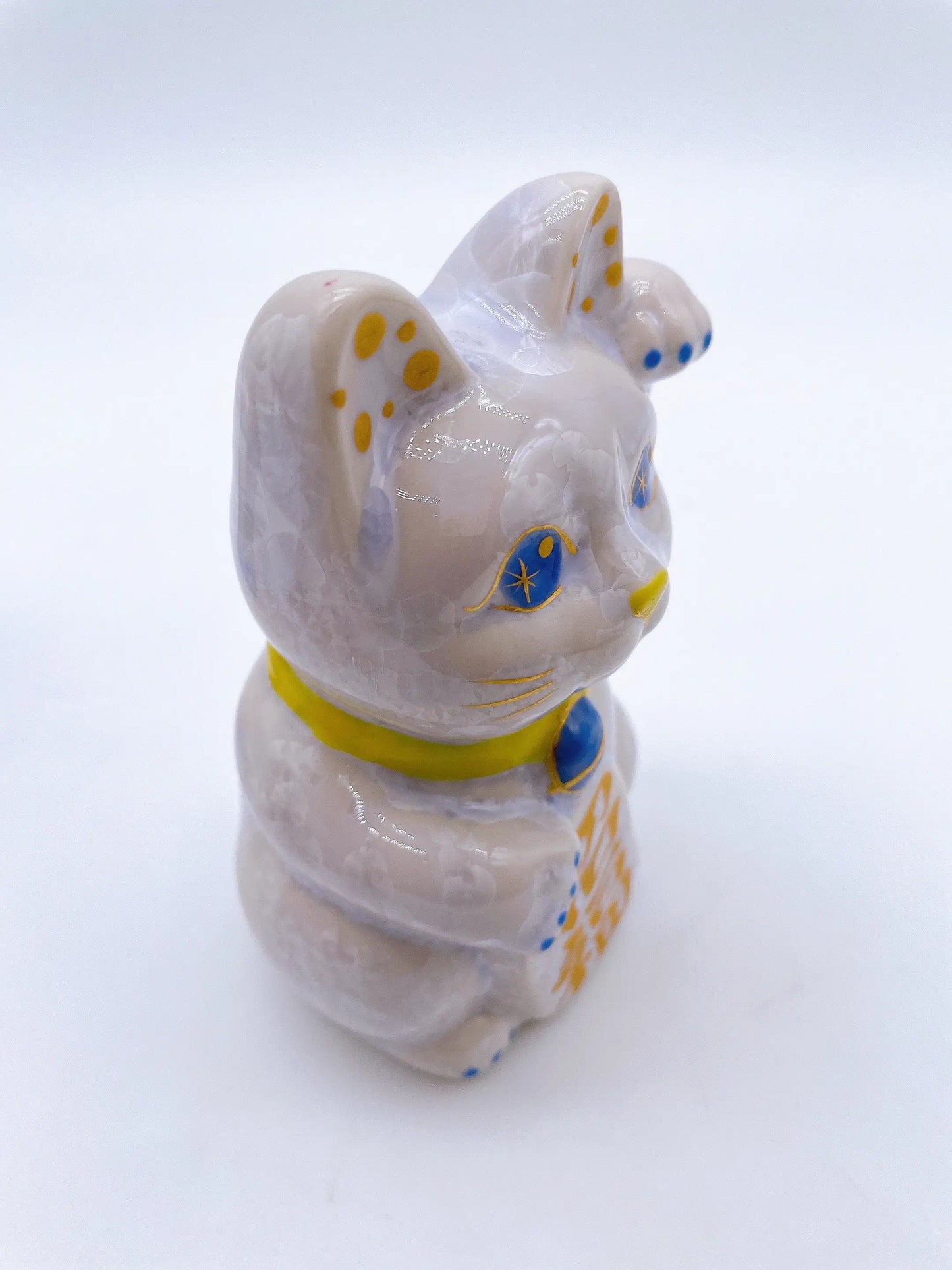 日本清水烧招财猫 花结晶 藤 亿万两