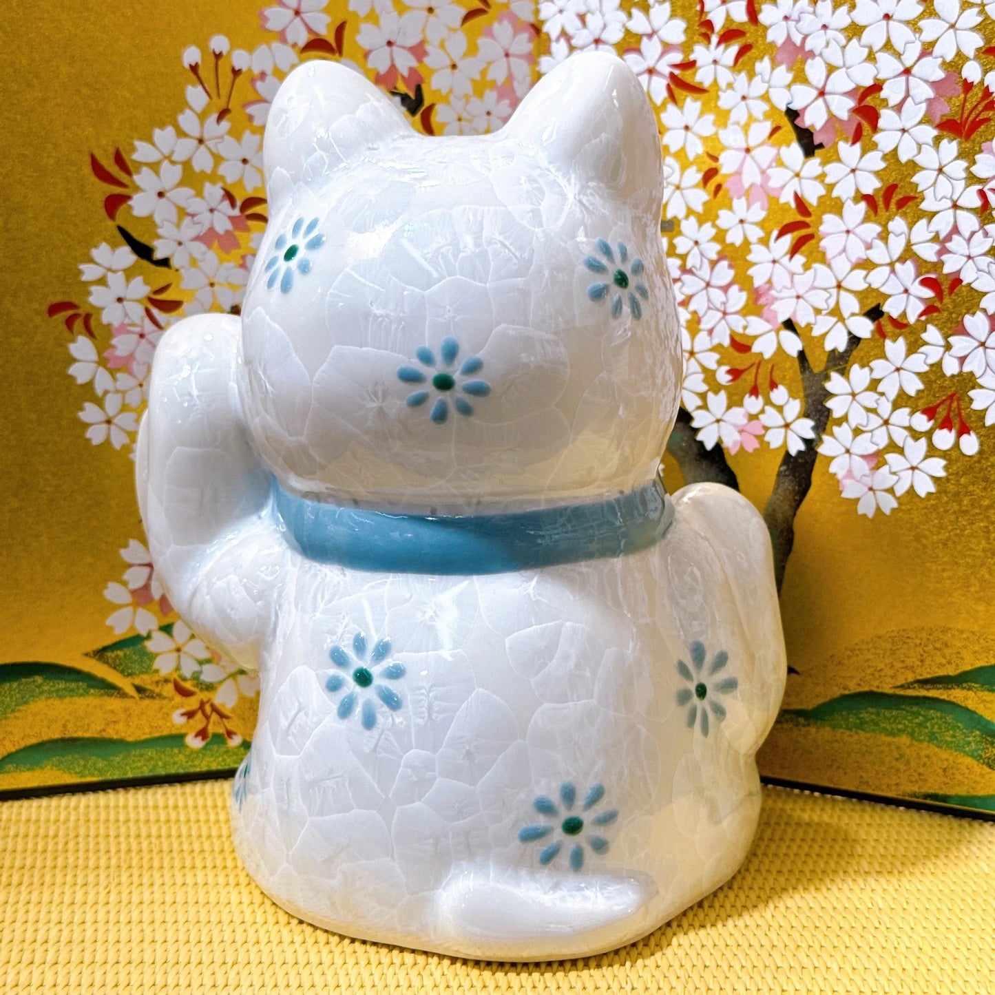 日本清水燒招財貓 達摩 花結晶 藤 健康