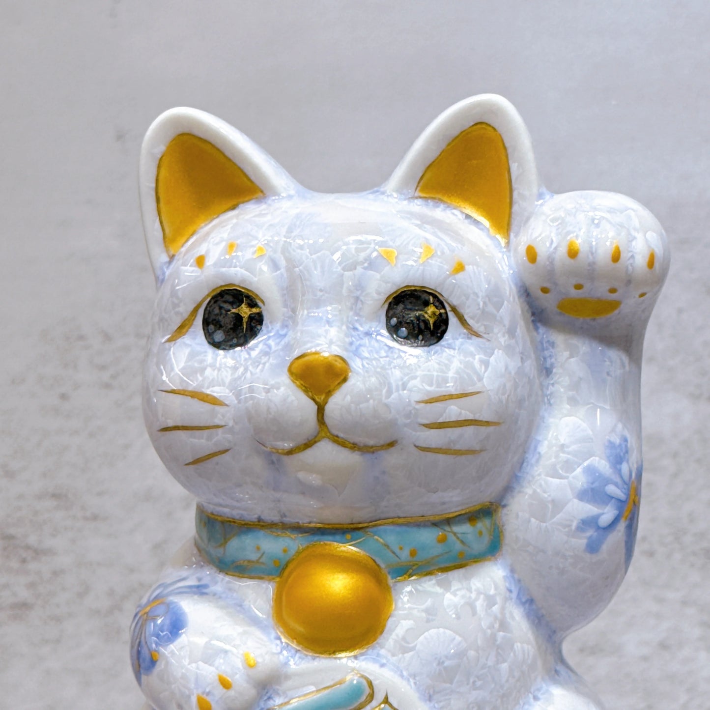 日本清水燒招財貓 花結晶 藤 体花 千万両 左