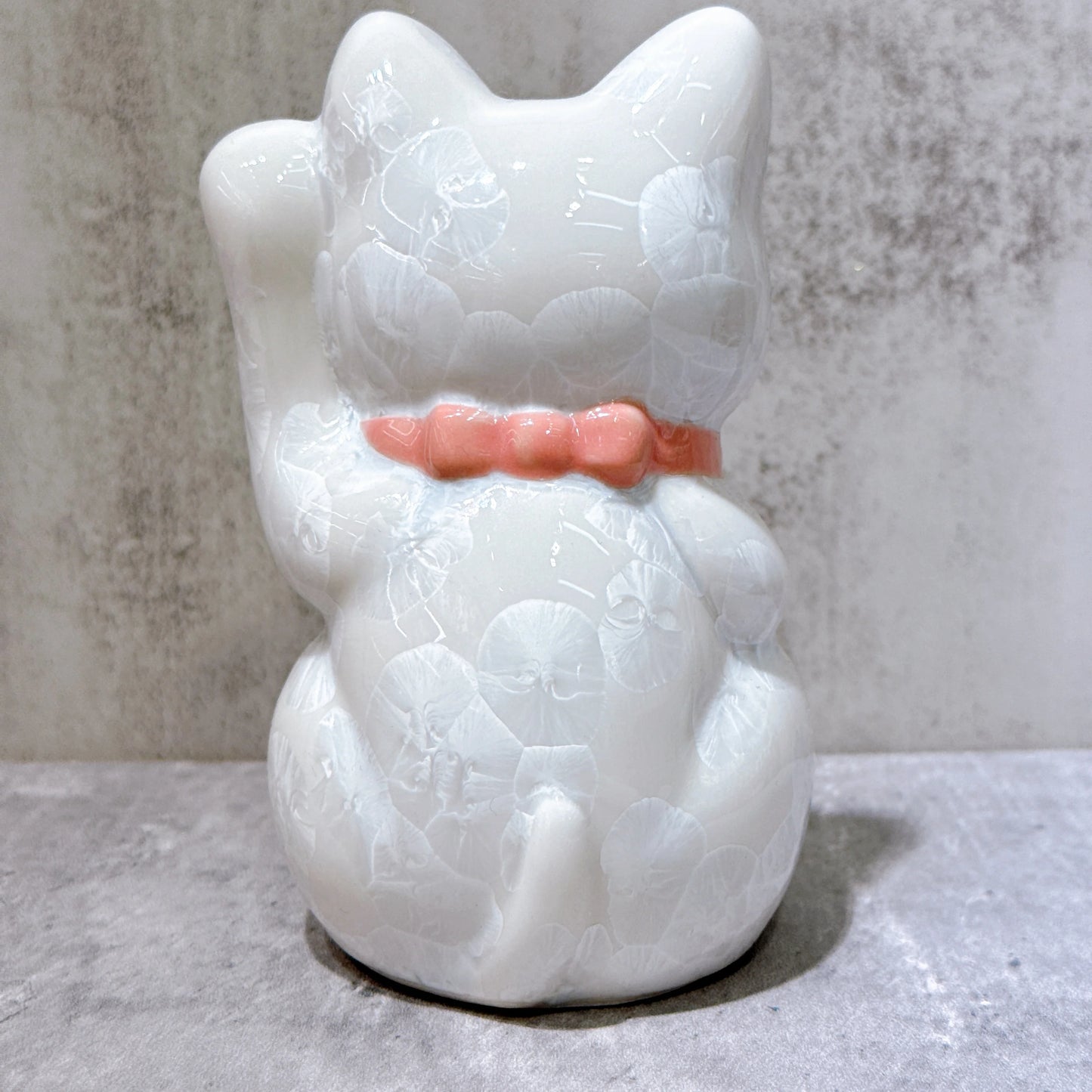 日本清水燒招財貓 花結晶&nbsp;白 戀愛