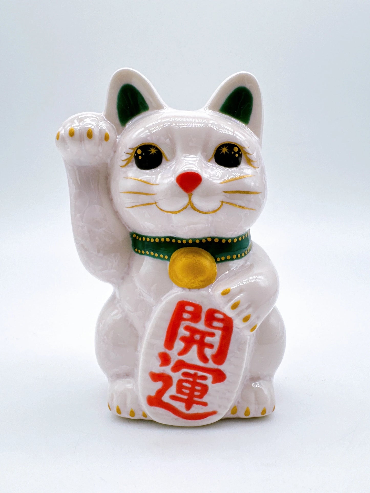 日本清水燒招財貓 花結晶 桃 開運