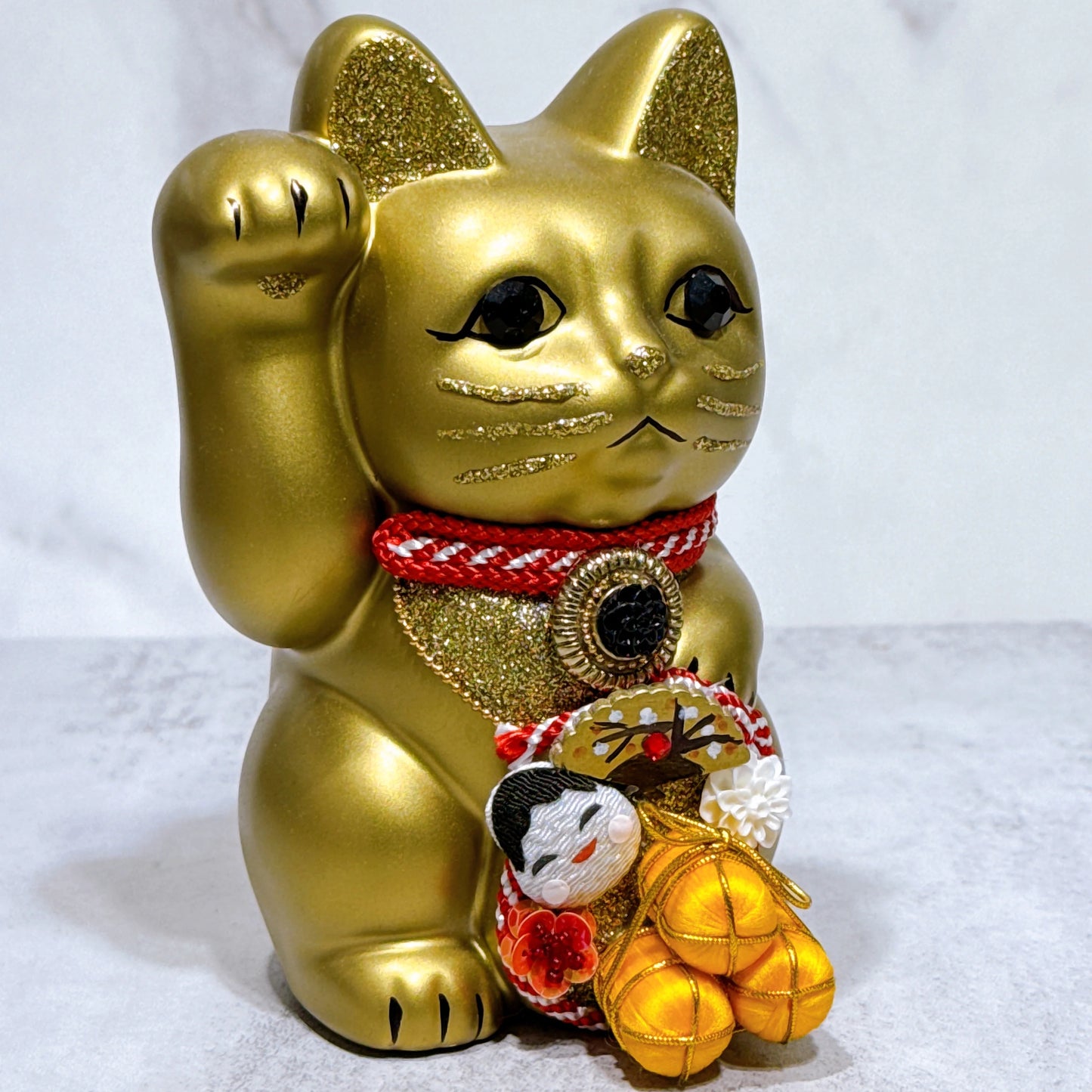 日本花見招財貓 日和元 金 5號 右