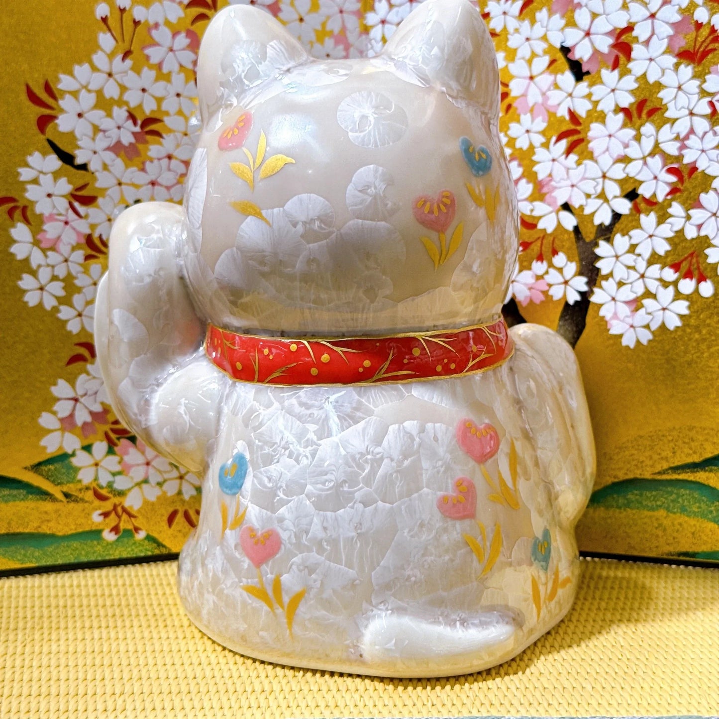 日本清水燒招財貓 達摩 花結晶 杏 招福