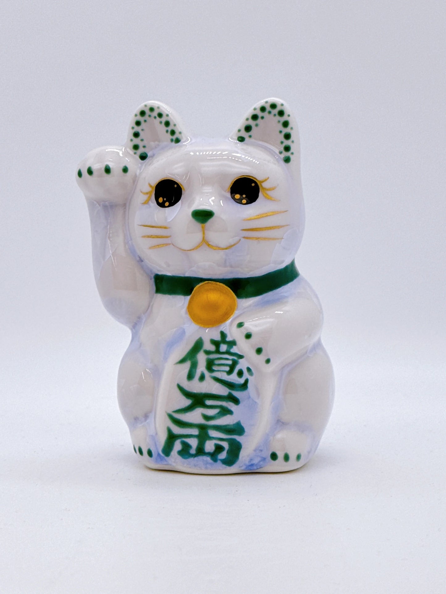 日本清水烧招财猫 花结晶 藤 亿万两 右 特小