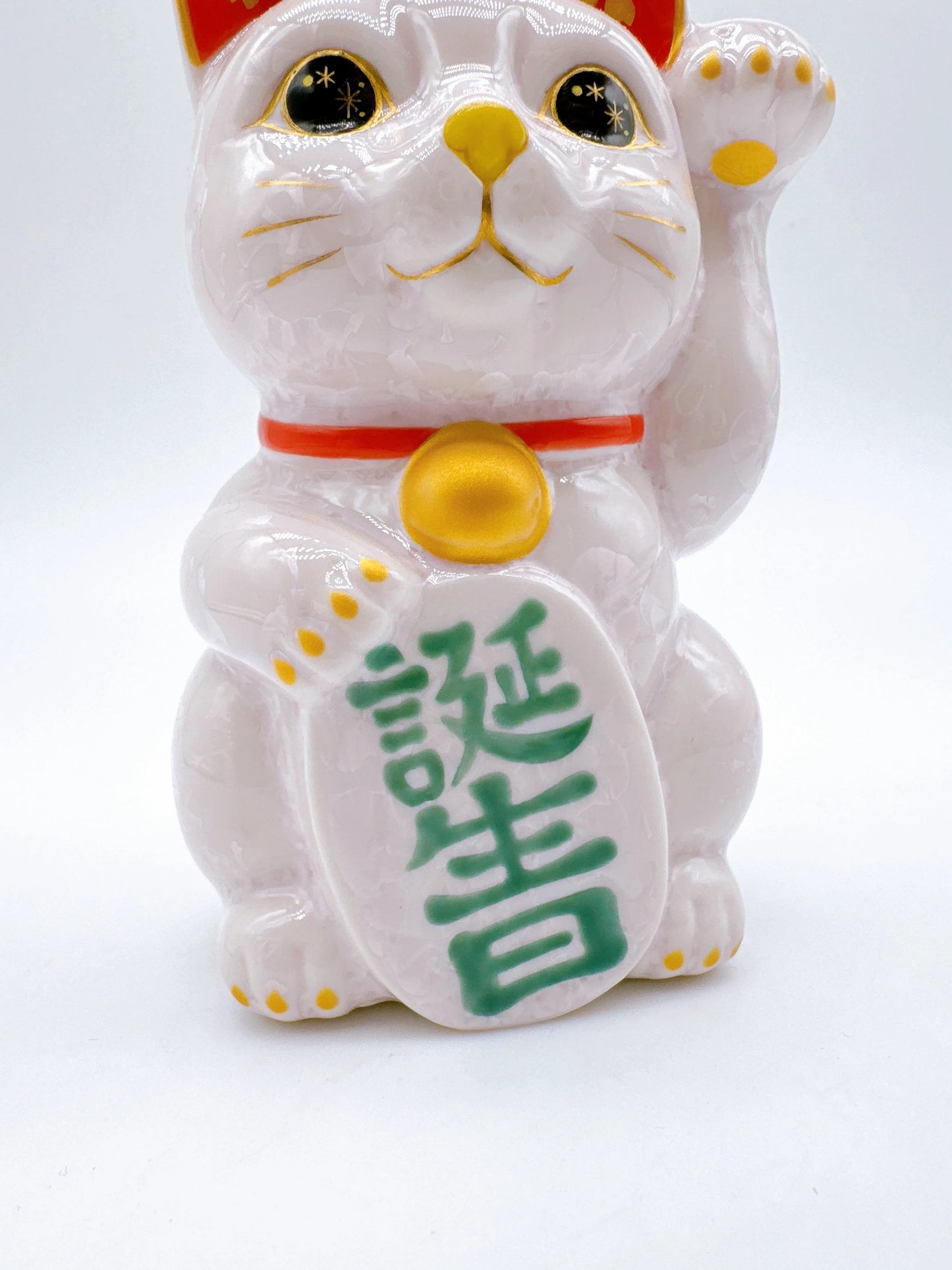 日本清水烧招财猫 花结晶 桃樱 生日
