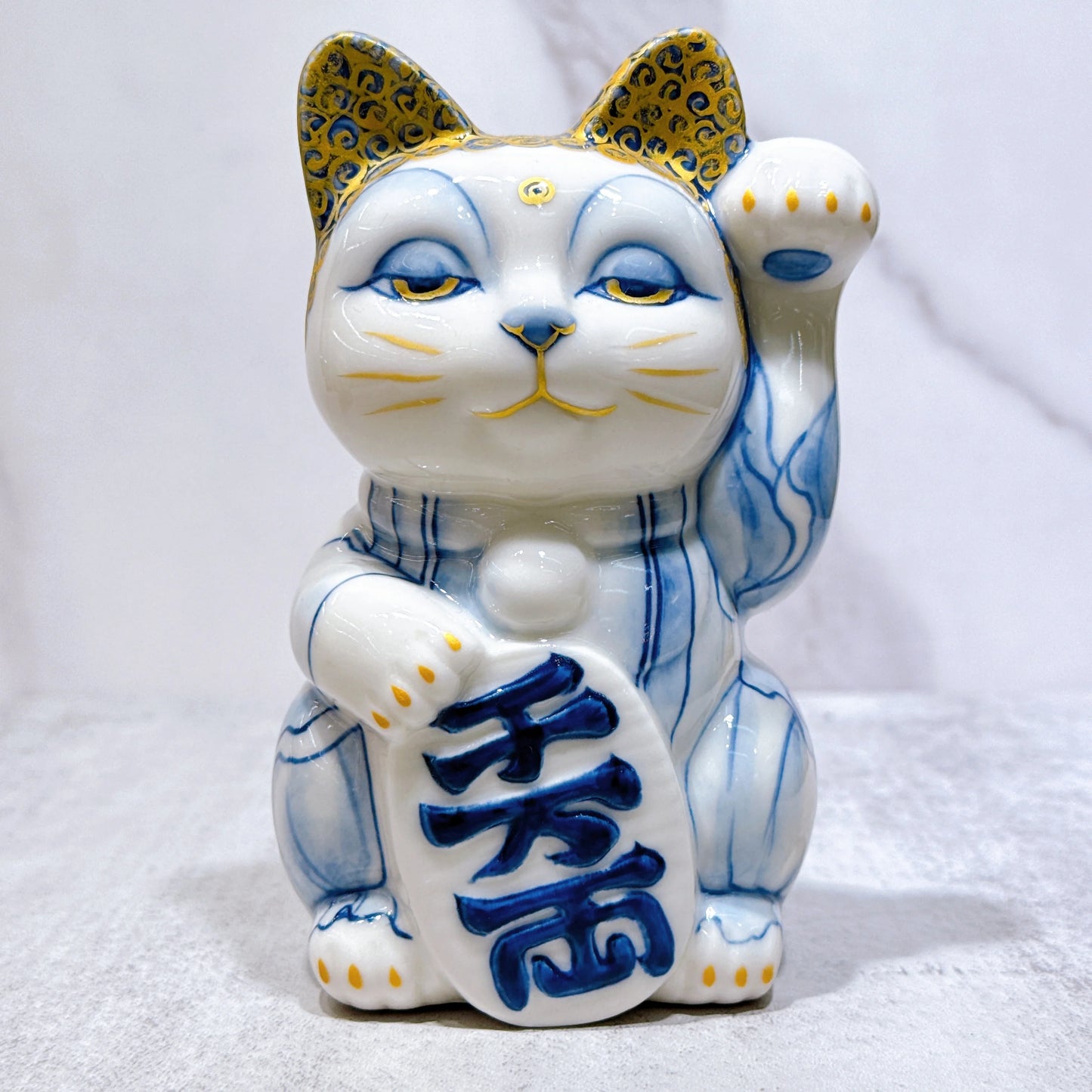 日本清水燒招財貓 染付 佛陀