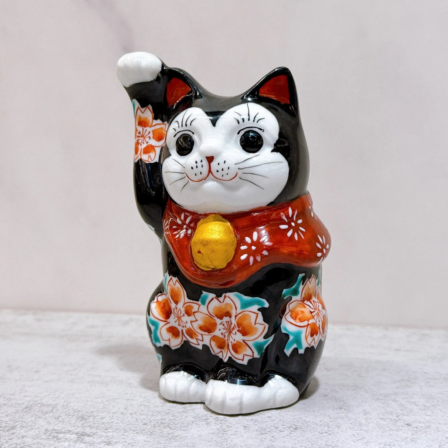 日本九谷燒招財貓 黑櫻