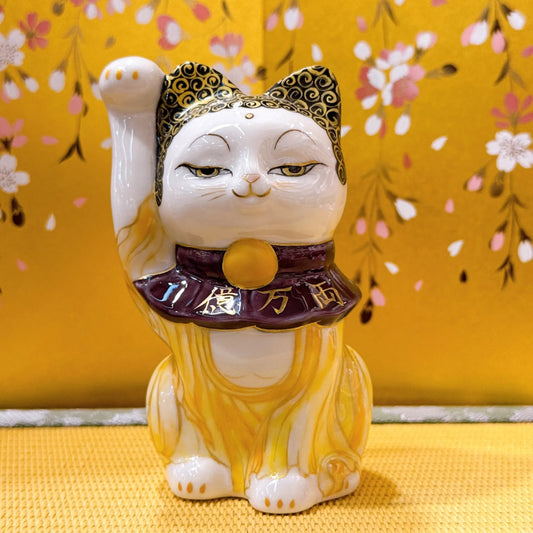日本清水燒招財貓 色繪 佛陀