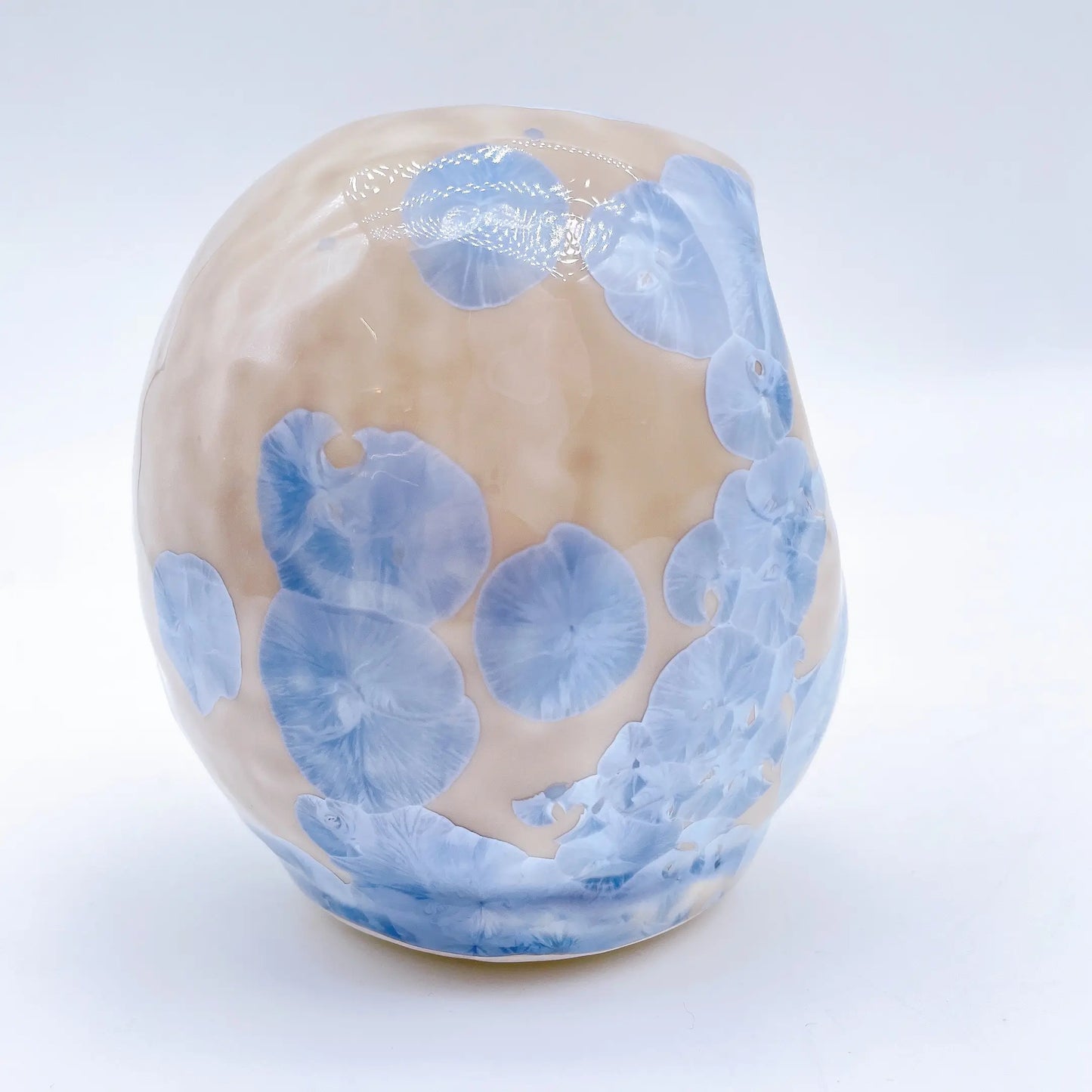 日本清水燒達摩 花結晶 銀藤X金彩 小