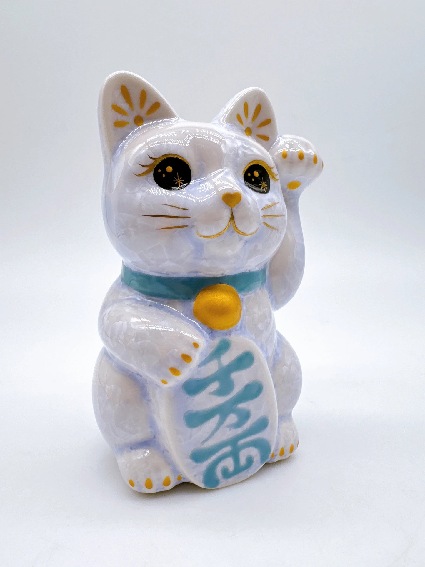 日本清水燒招財貓 花結晶 藤 千万両 左