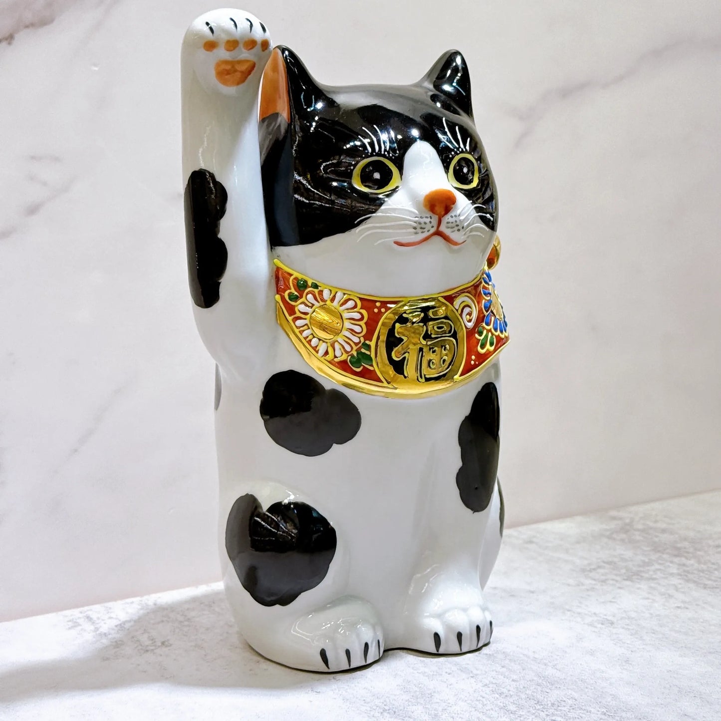日本九谷烧招财猫 黑布7号