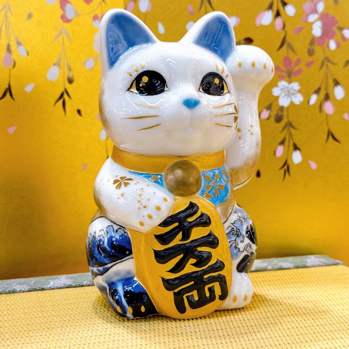 日本清水烧招财猫 神奈川冲浪里 千万两