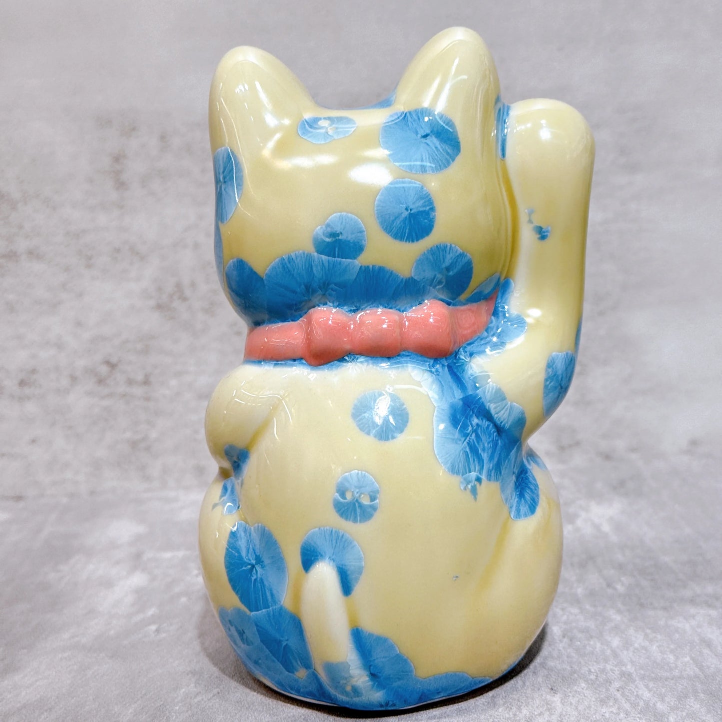 日本清水燒招財貓 花結晶 縹 億万両 右