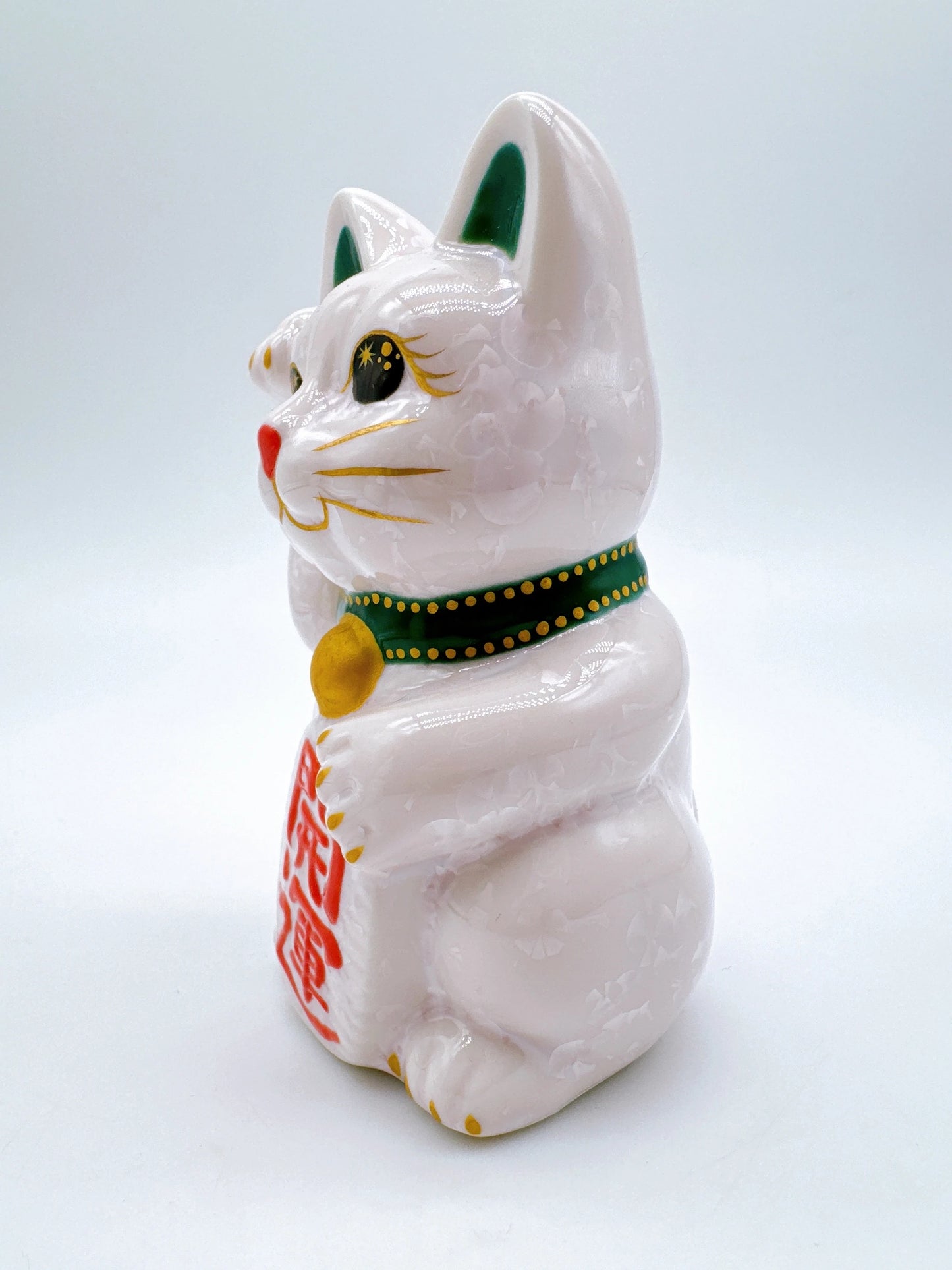 日本清水燒招財貓 花結晶 桃 開運