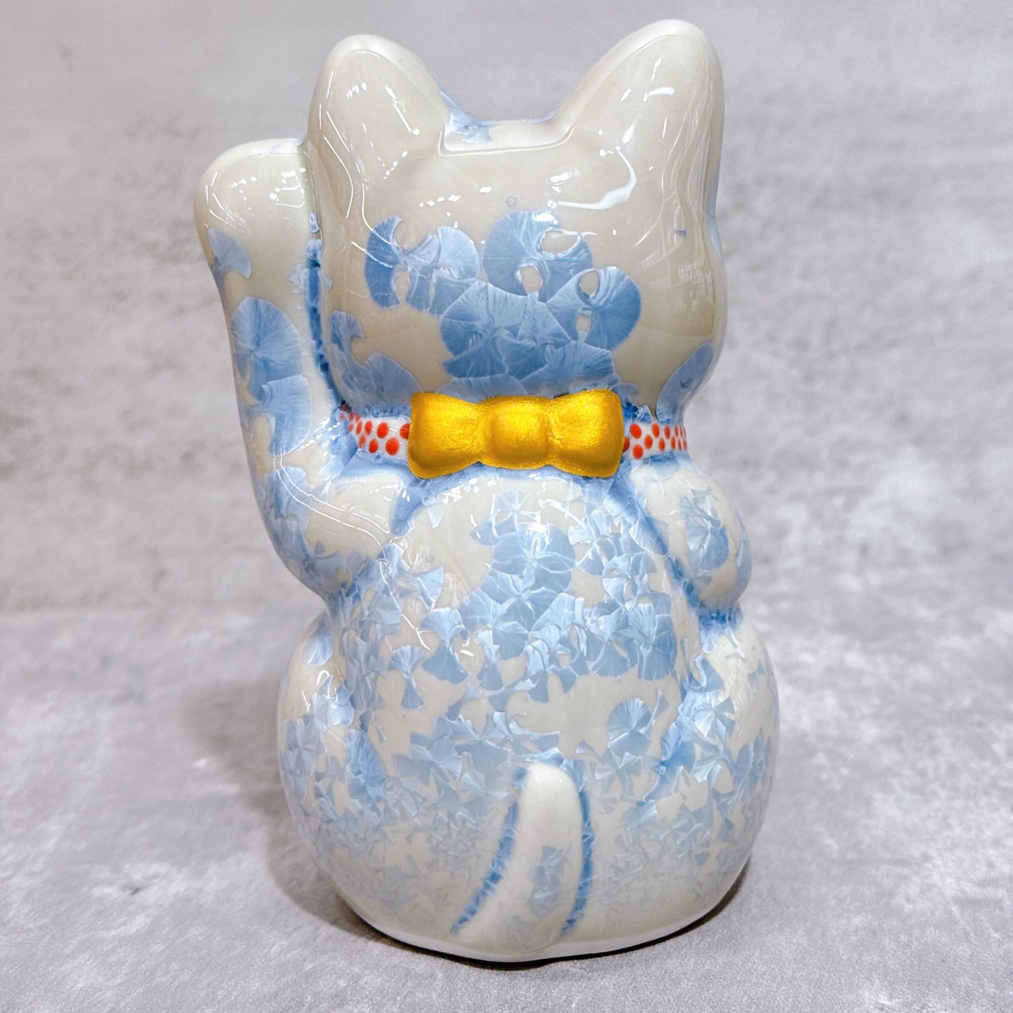 日本清水燒招財貓 花結晶 銀藤 千万両 左