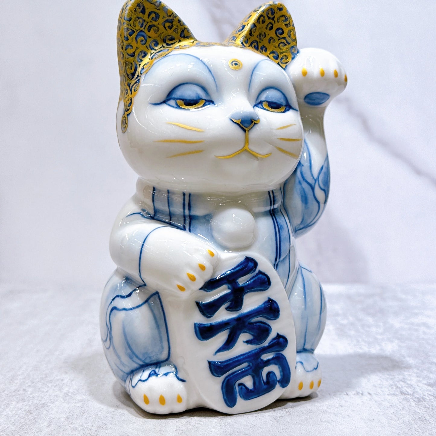 日本清水燒招財貓 染付 佛陀