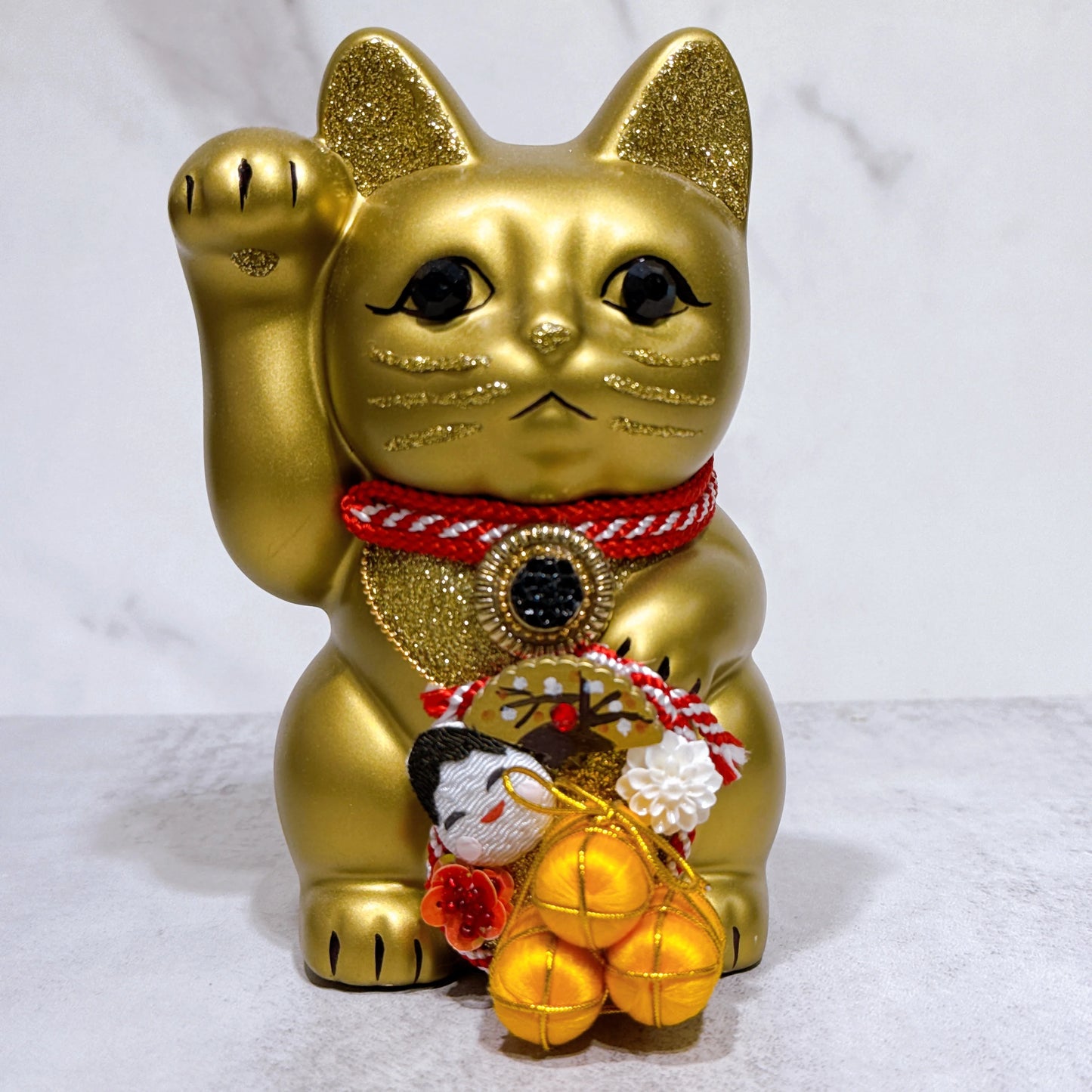 日本花見招財貓 日和元 金 5號 右