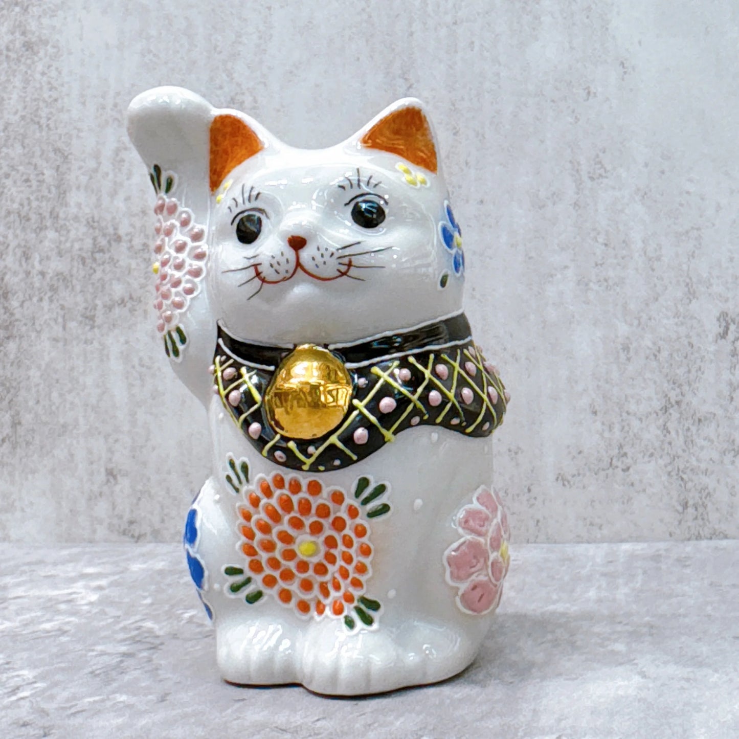 日本九谷燒招財貓 花大輪4號