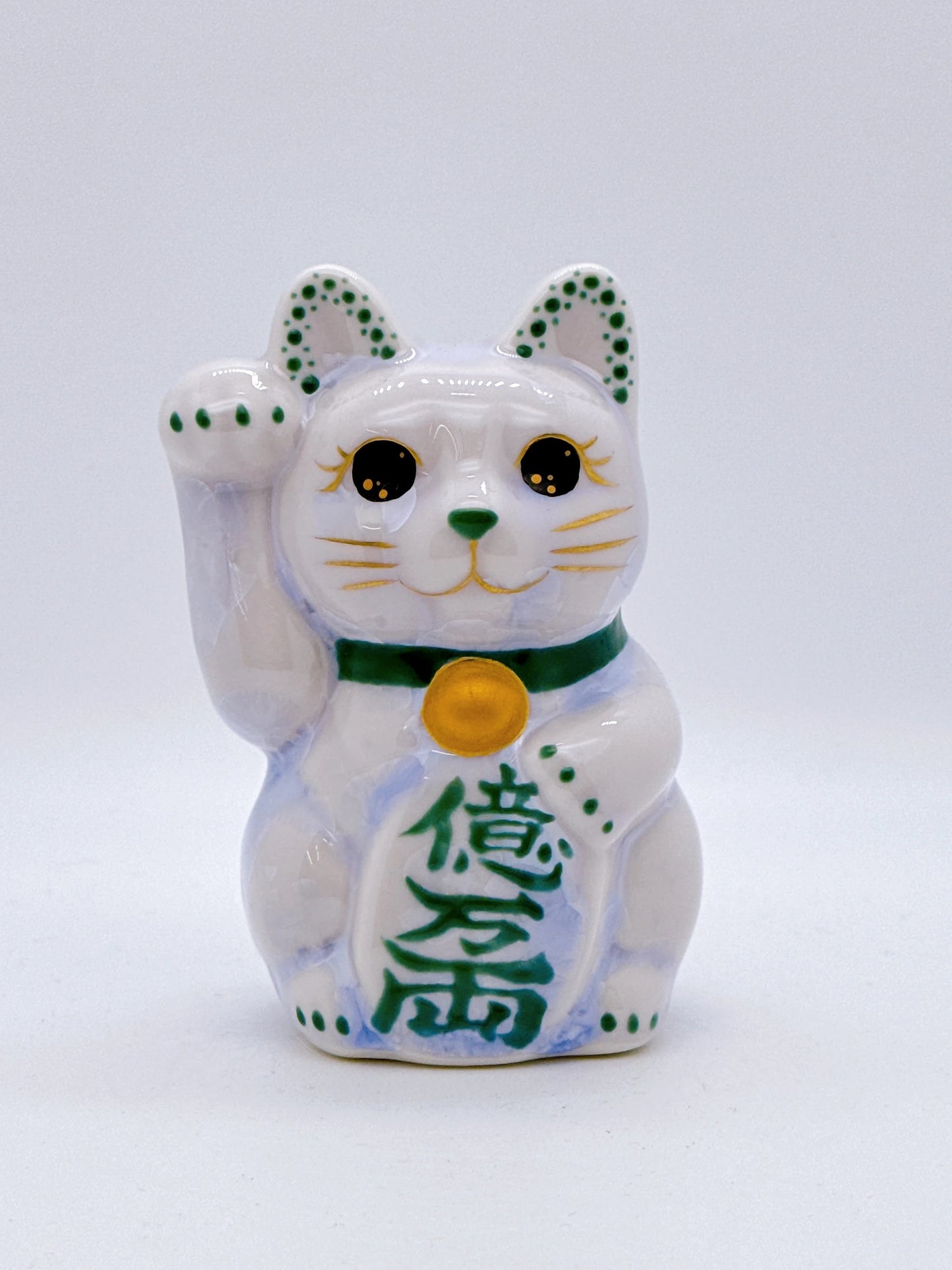 日本清水烧招财猫 花结晶 藤 亿万两 右 特小