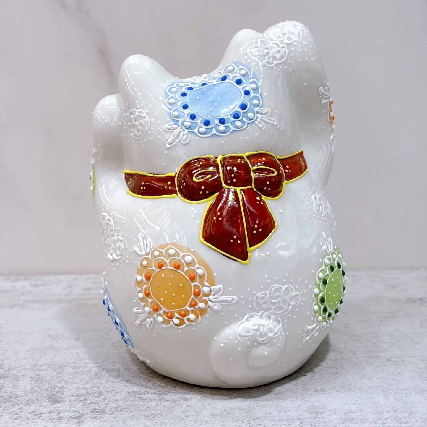 Japanese Kutani ware Lucky Cat Ema