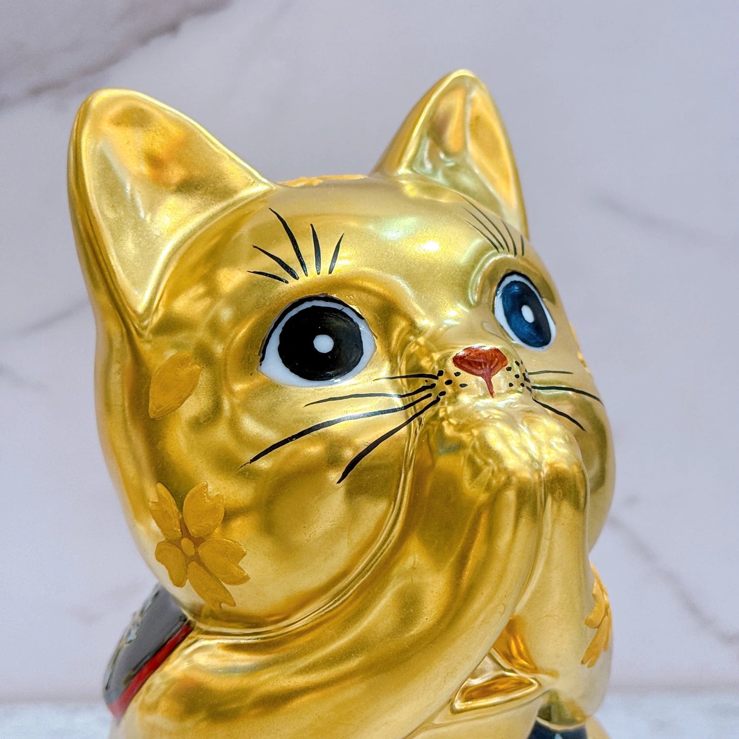 日本九谷烧招财猫 祈愿 樱盛黄金 7号
