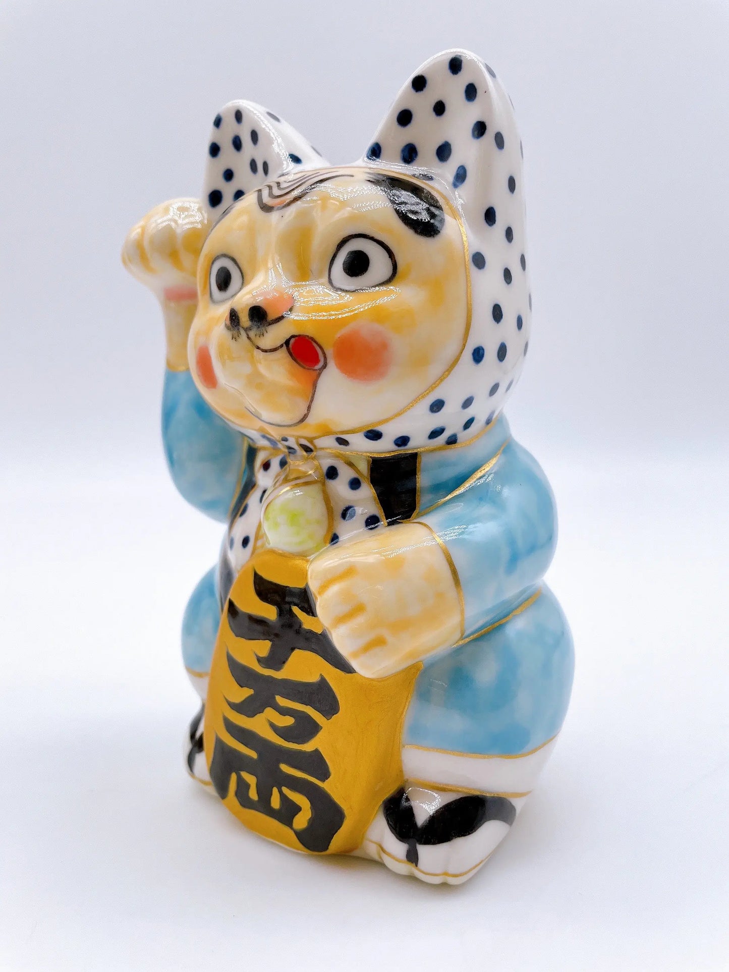 日本清水烧招财猫 火男面具