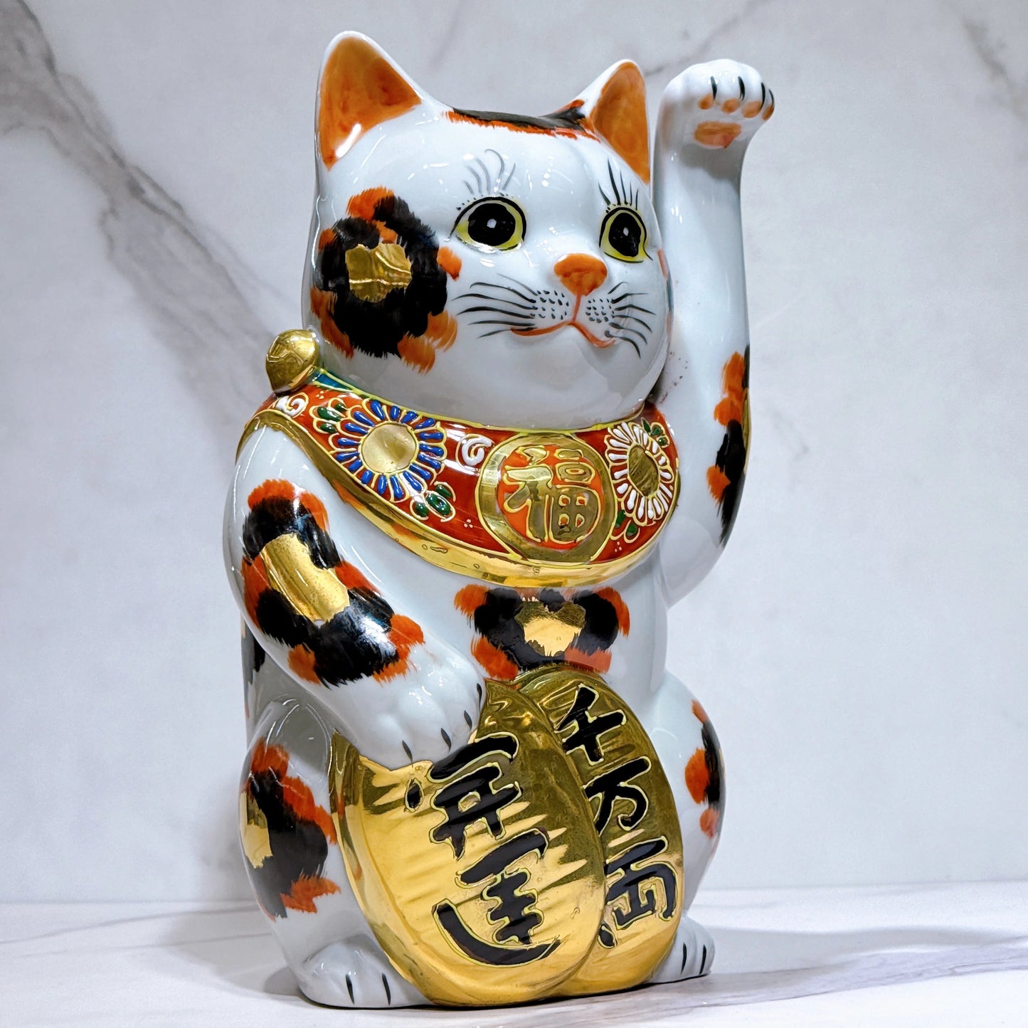 日本九谷燒招財貓 金三毛 8號