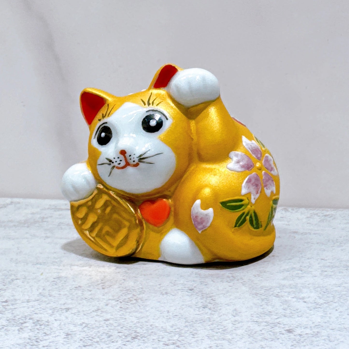 日本九谷燒招財貓 雲金桜盛