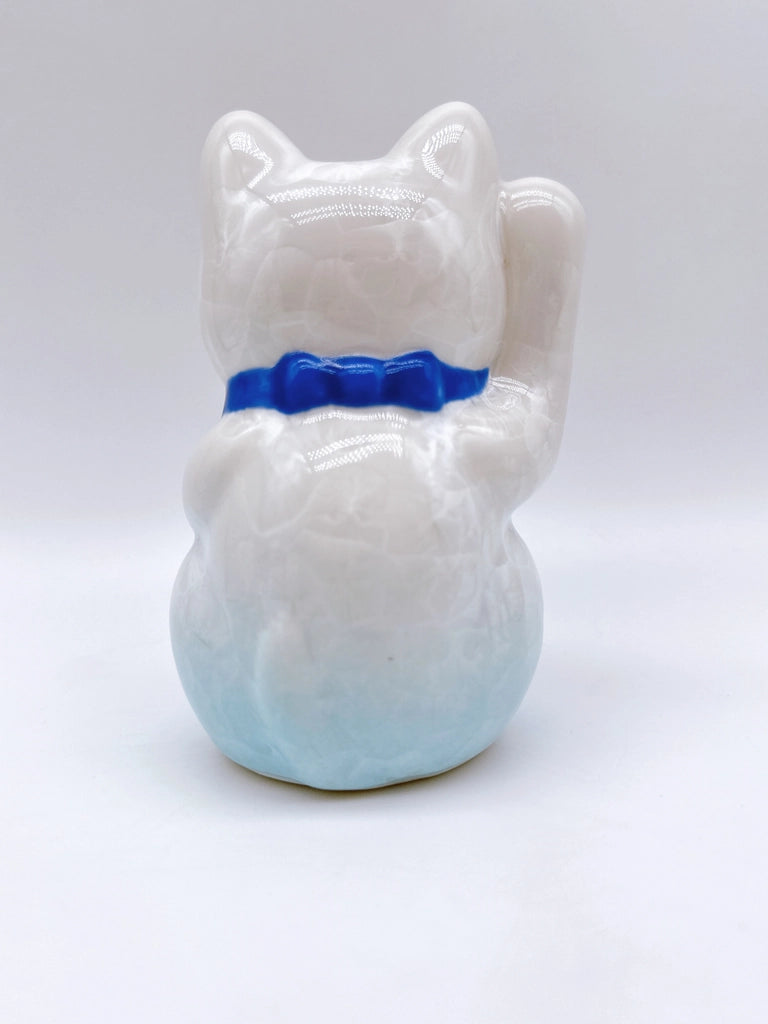 日本清水烧招财猫 花结晶 水色 亿万两 右