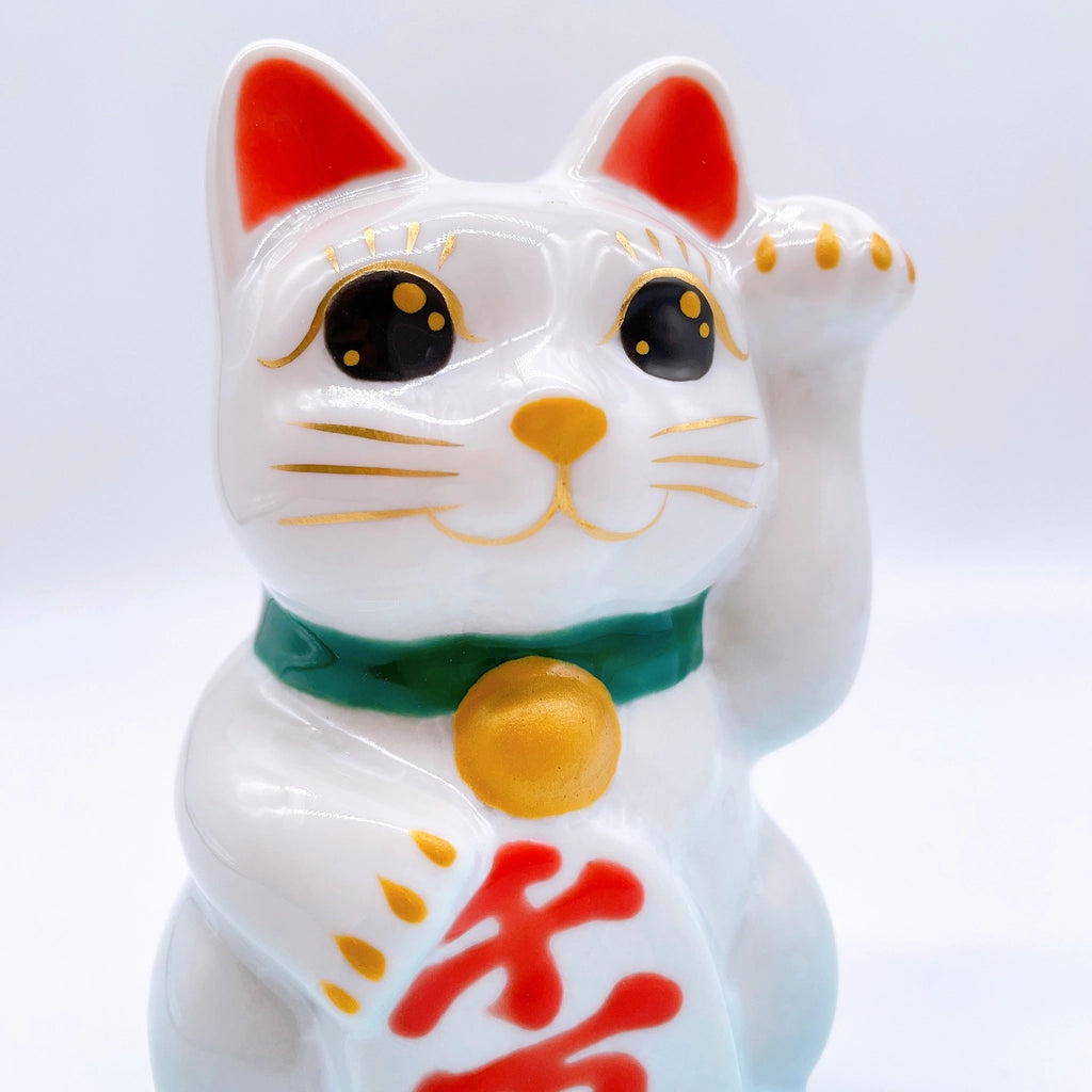 日本清水燒招財貓 花結晶 水白 千万両 迷你