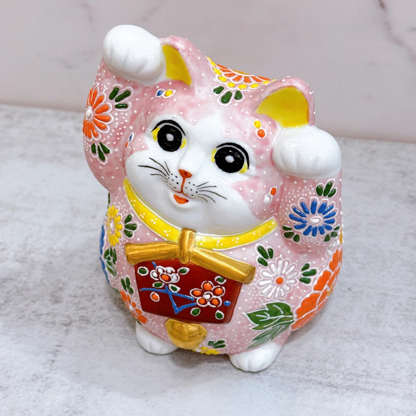 日本九谷燒招財貓 繪馬 粉色