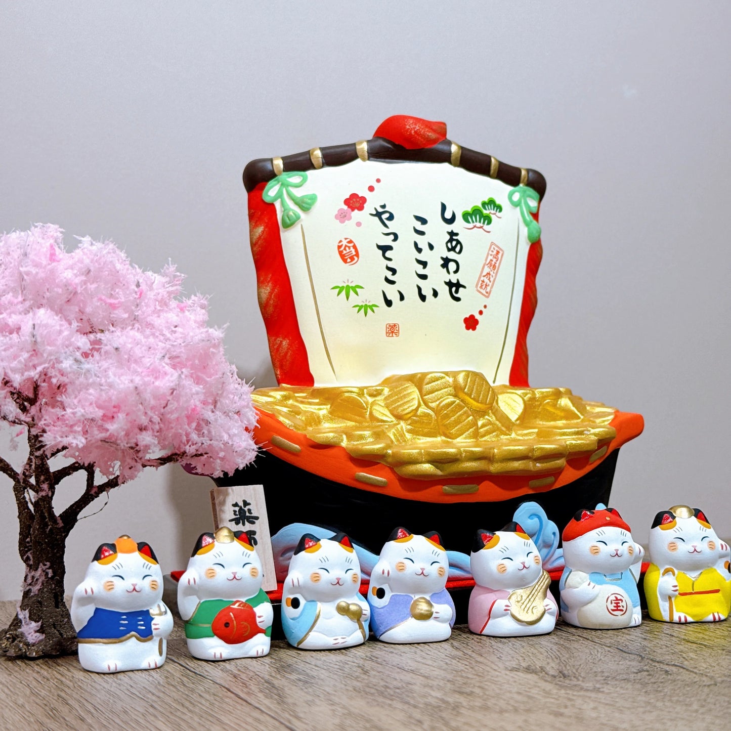日本七福神金庫招財貓 寶船