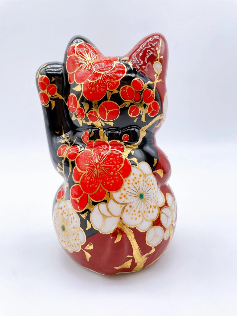 日本清水烧招财猫 黑X地梅
