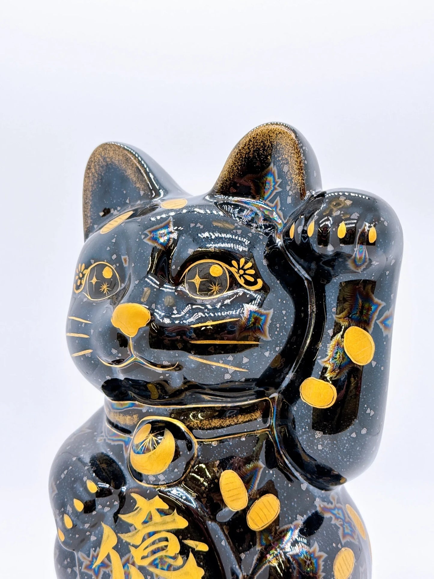 日本清水燒招財貓 星結晶 金幣 特大