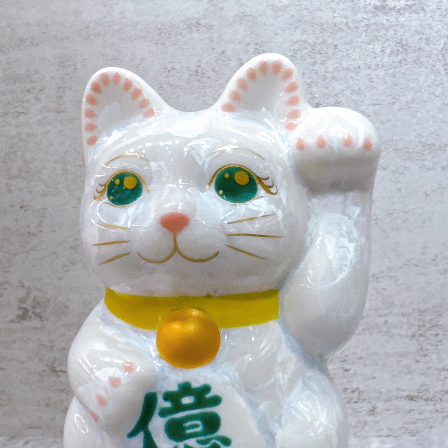 日本清水燒招財貓 花結晶 白 億万両 左 特小