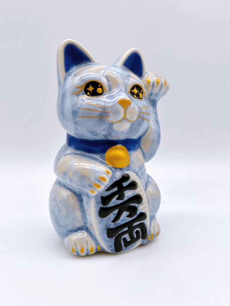 日本清水烧招财猫 花结晶 银藤 千万两 左