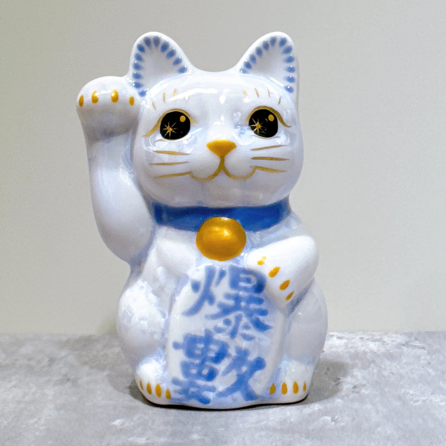 日本清水燒招財貓 花結晶 爆數 右 特小