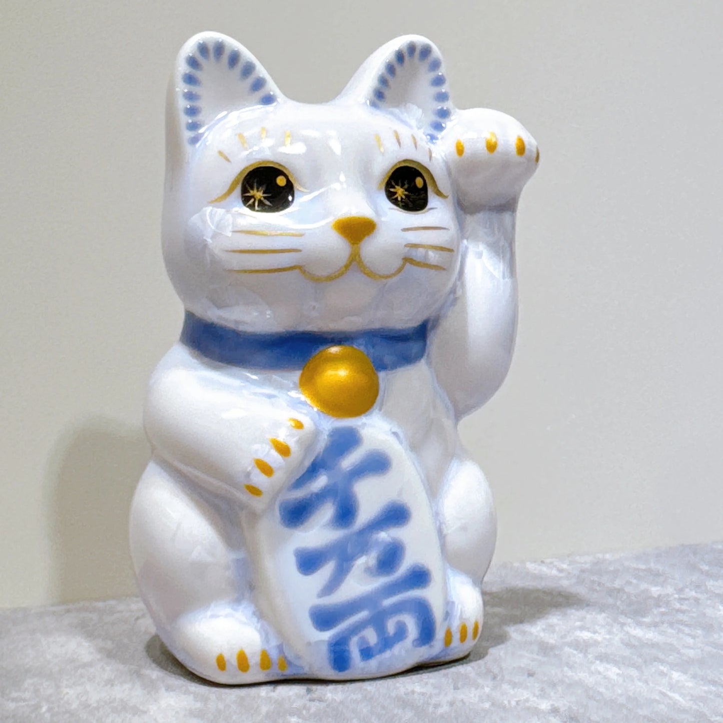 日本清水燒招財貓 花結晶 藤 千万両 右 特小