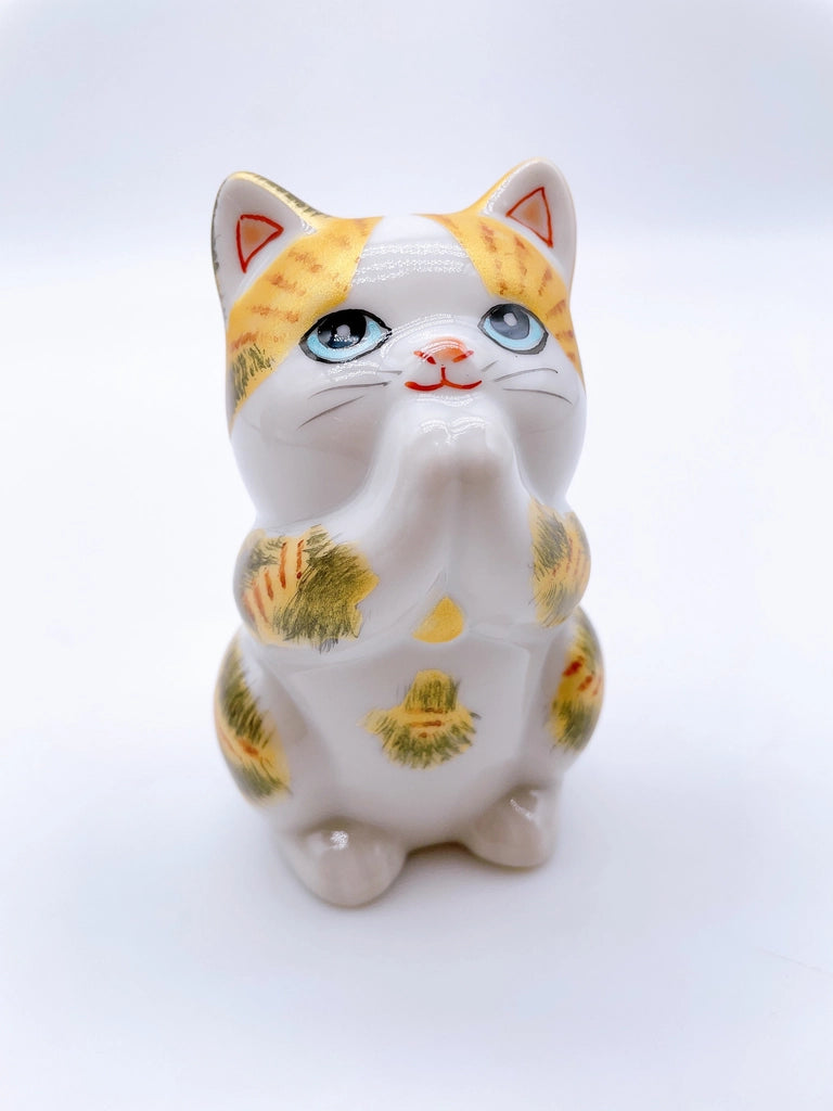 日本九谷烧招财猫 金纹猫